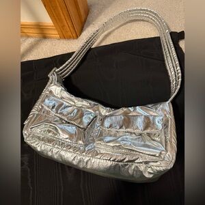 Baggu Silver Metallic Cargo Shoulder Bag